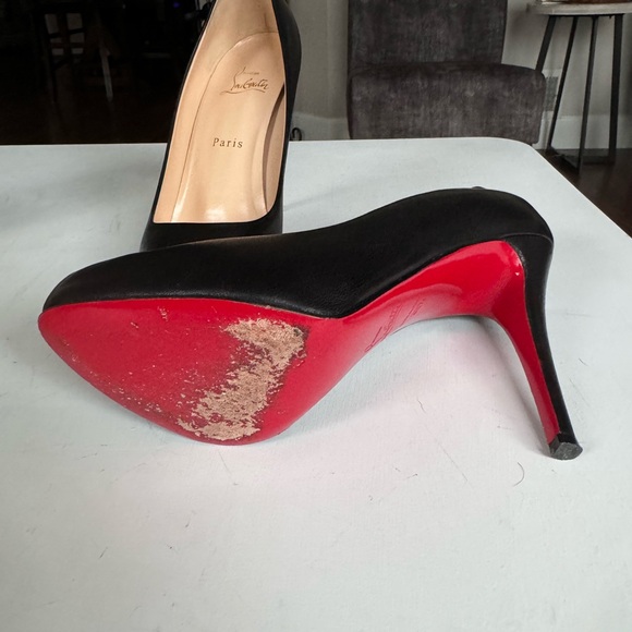 Christian Louboutin Open Clic Black Leather Peep Heels 120 - Picture 8 of 8